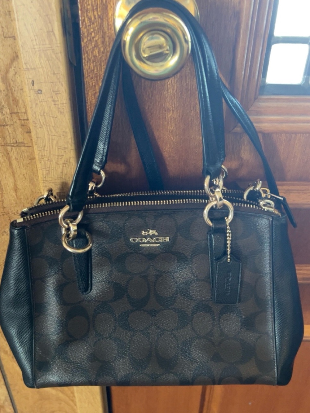 Coach Black and Brown Signature Satchel